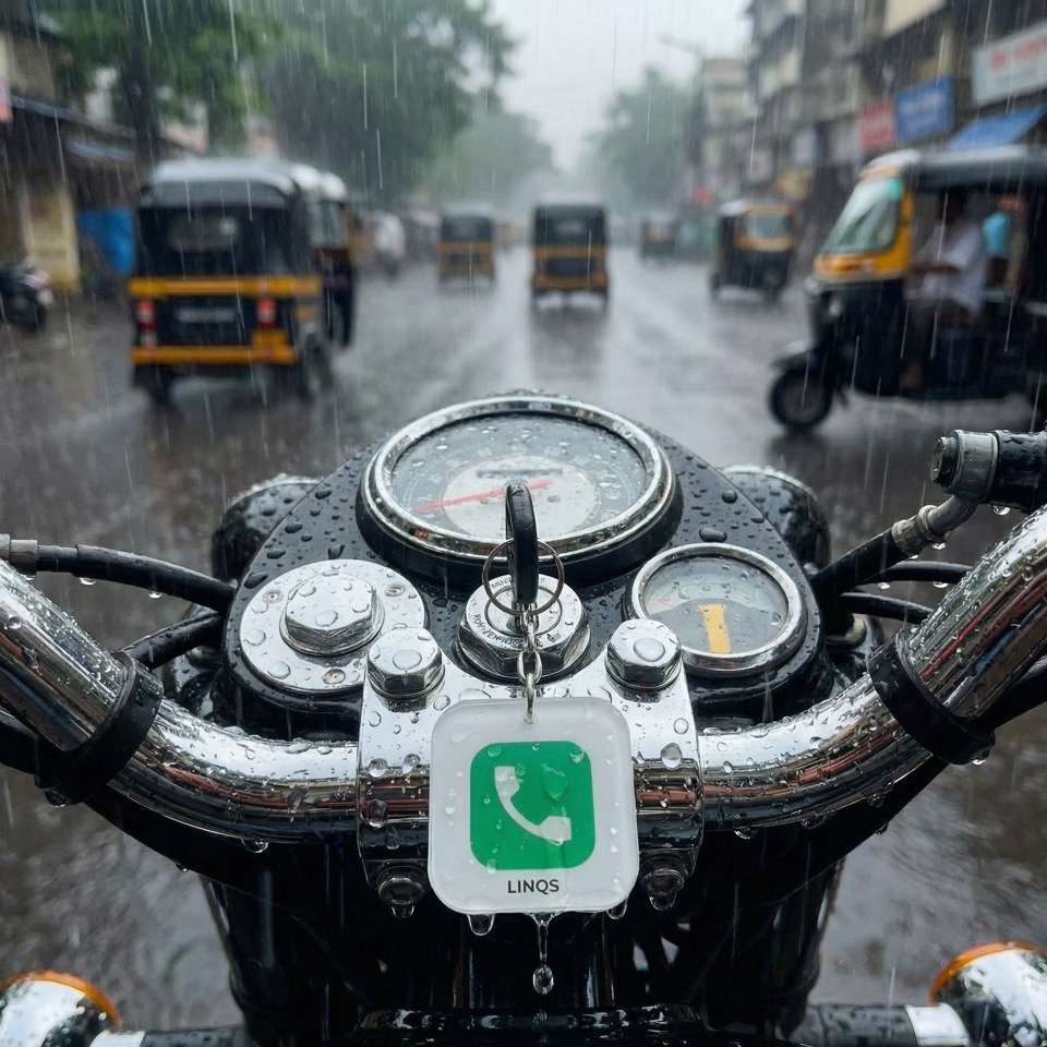 lessworry tag on a bicycle handlebar - weatherproof and built for daily use