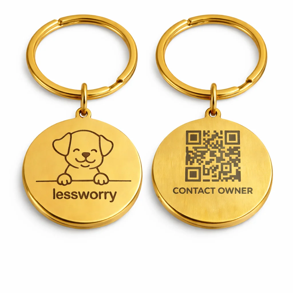 LessWorry gold stainless steel pet tag