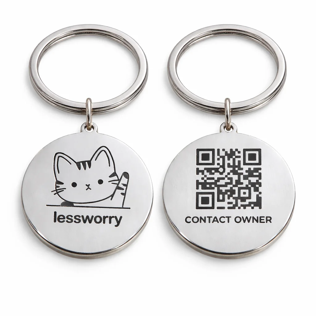 LessWorry silver stainless steel pet tag