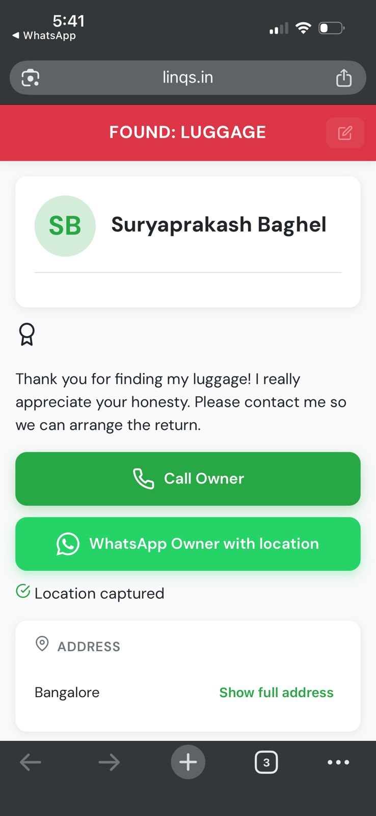 Pet found notification