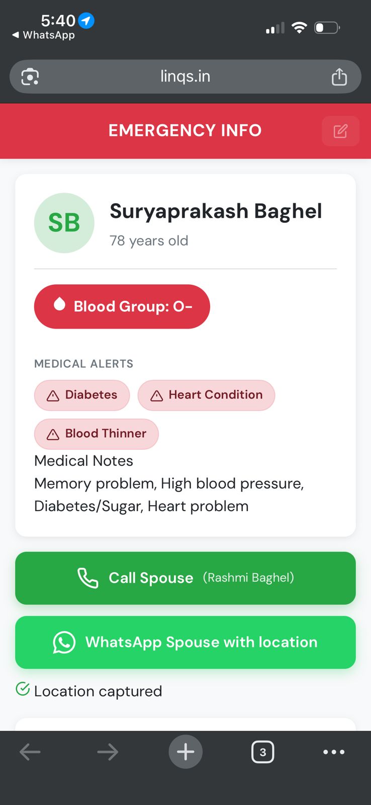 Pet info screen with call button