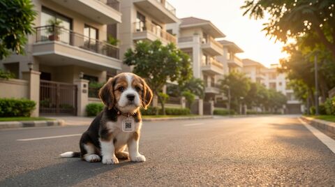 A dog found on a residential street